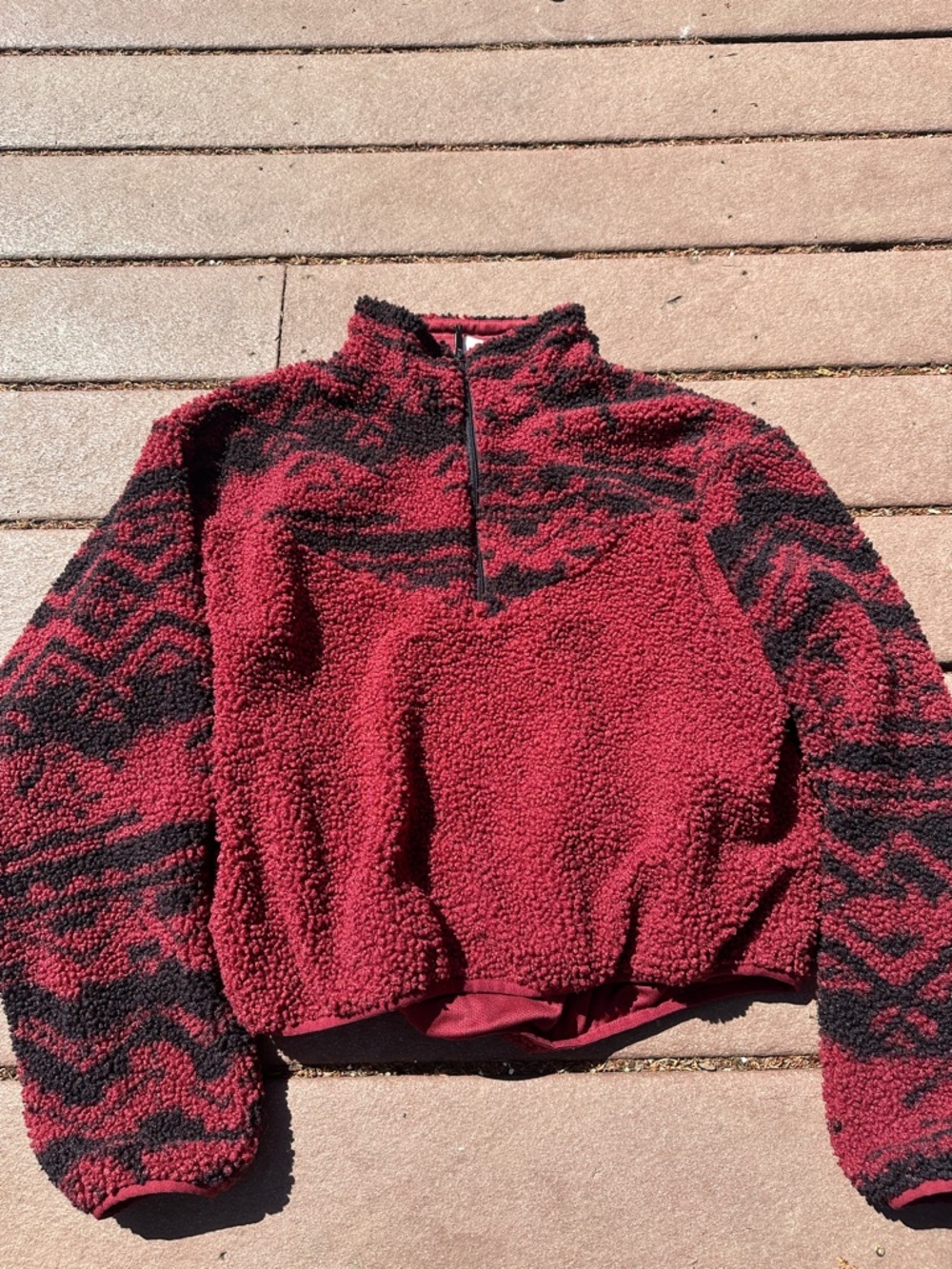 Reebok Maroon & Black Sherpa Half-Zip Pullover